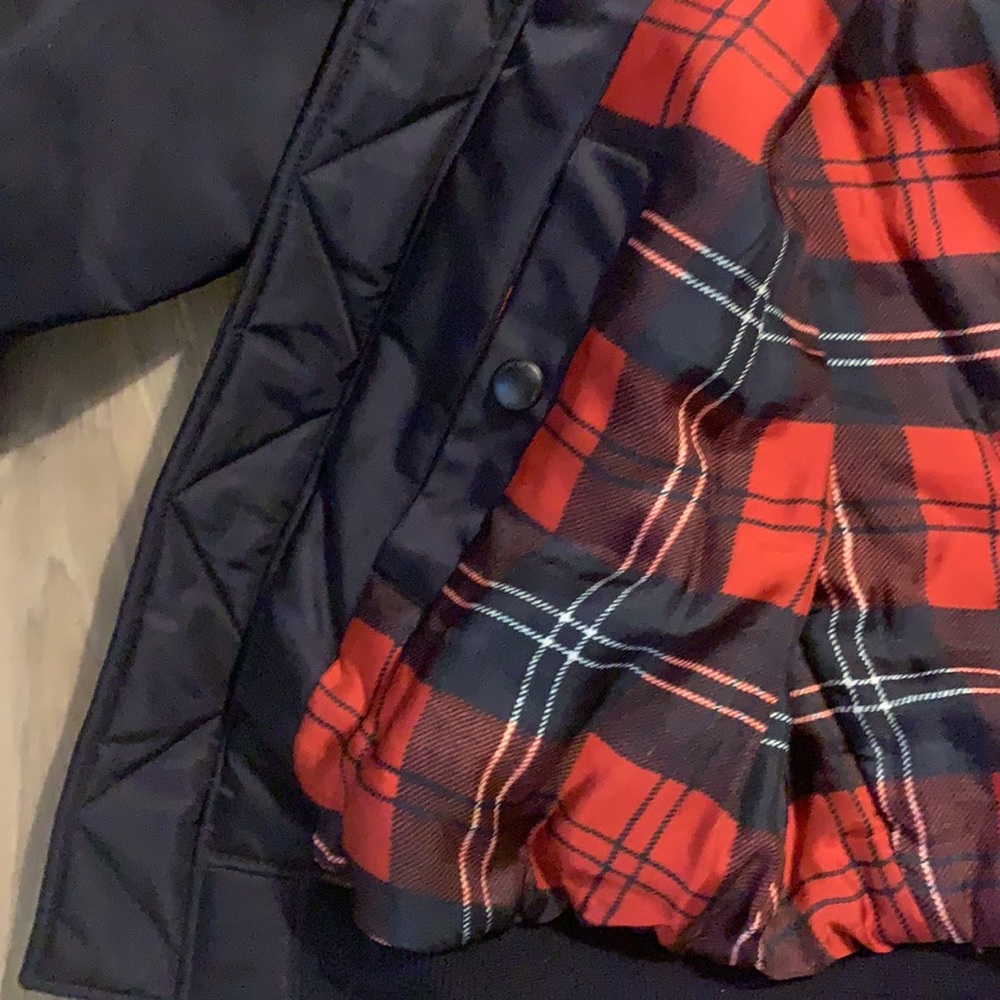 Givenchy navy bomber jacket w/ plaid lining, sz 48 - Picture 11 of 14